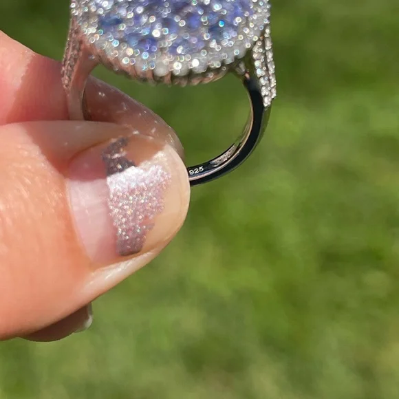 Tanzanite and white zircon floral ring - Picture 6 of 7